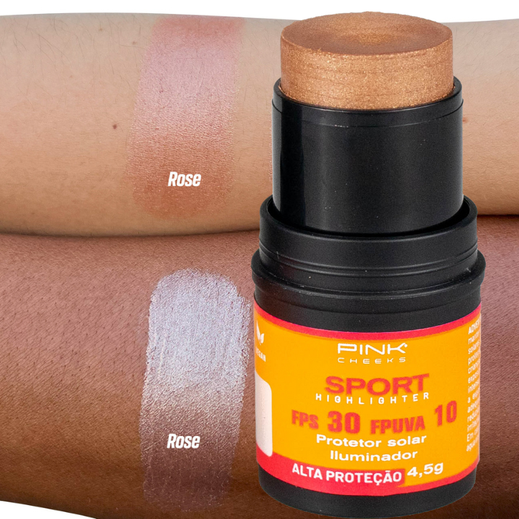 Iluminador Stick Rose Com Proteção Solar PINK CHEEKS com Vitamina E em Oferta na Shopee