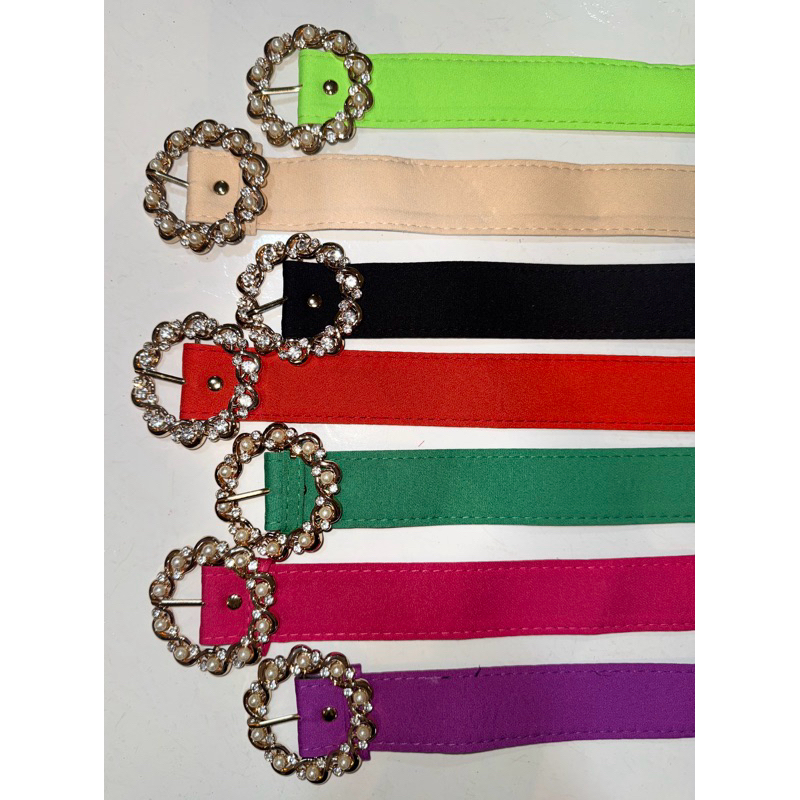 Cintos Femininos Coloridos Com Fivela Redonda Detalhe em Pérolas Para Passeios... em Oferta na Shopee