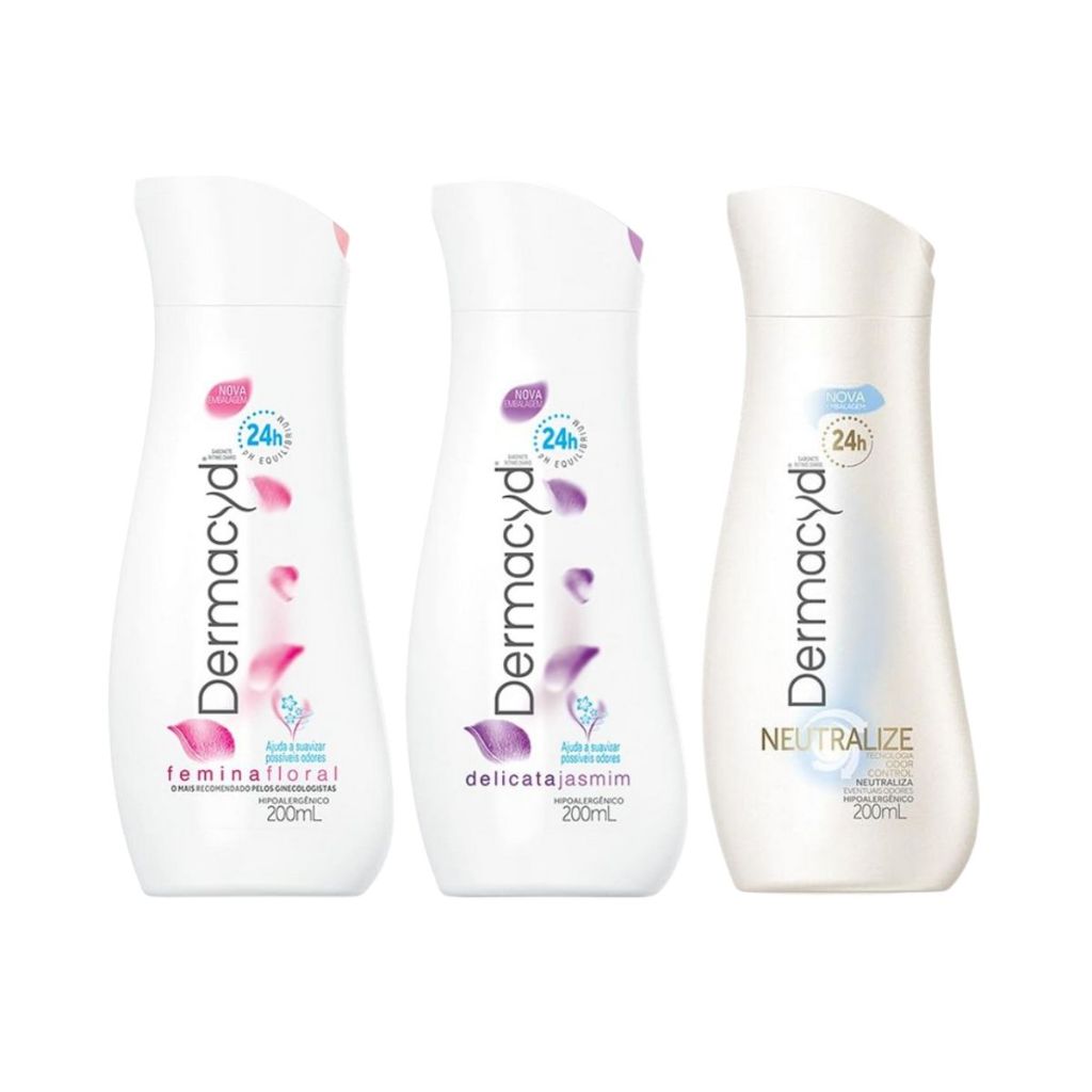 Kit 3 Dermacyd Sabonete Líquido Íntimo - Femina Floral + Delicata + Neutralize 24h (200ml cada)