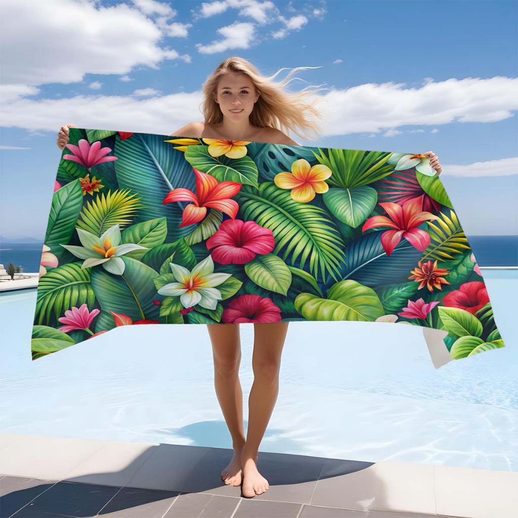 Canga Piscina Praia Viagem Verão Estampada Secagem Rápida 140x90 Floral Florida Flores