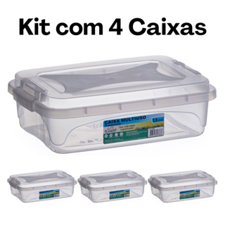 Kit Com 4 Caixas Organizadoras Pequenas Com Trava De 1.5L Transparente Multiuso em Oferta na Shopee