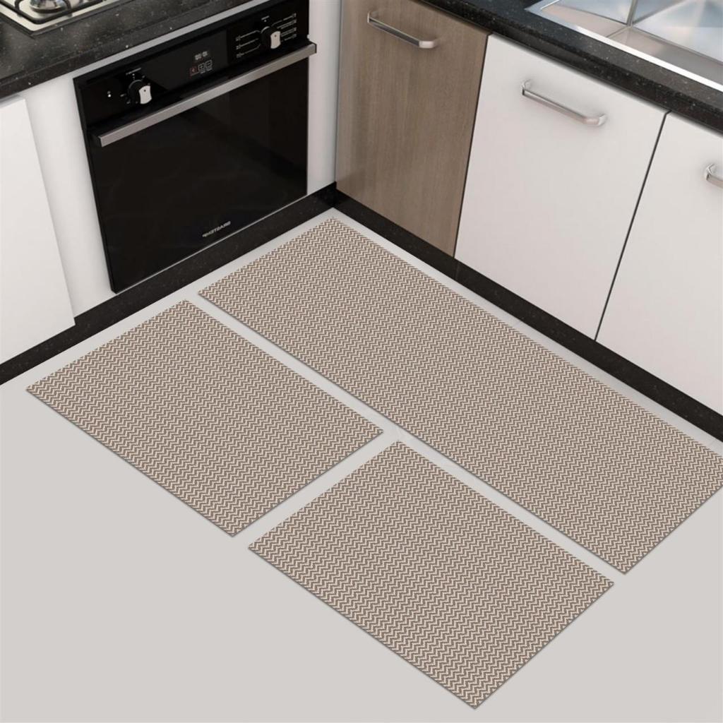 Kit cozinha 3 pecas emborrachado (antiderrapante) 1 passadeira 0,45x1,40 e 2 tapetes 0,45x...