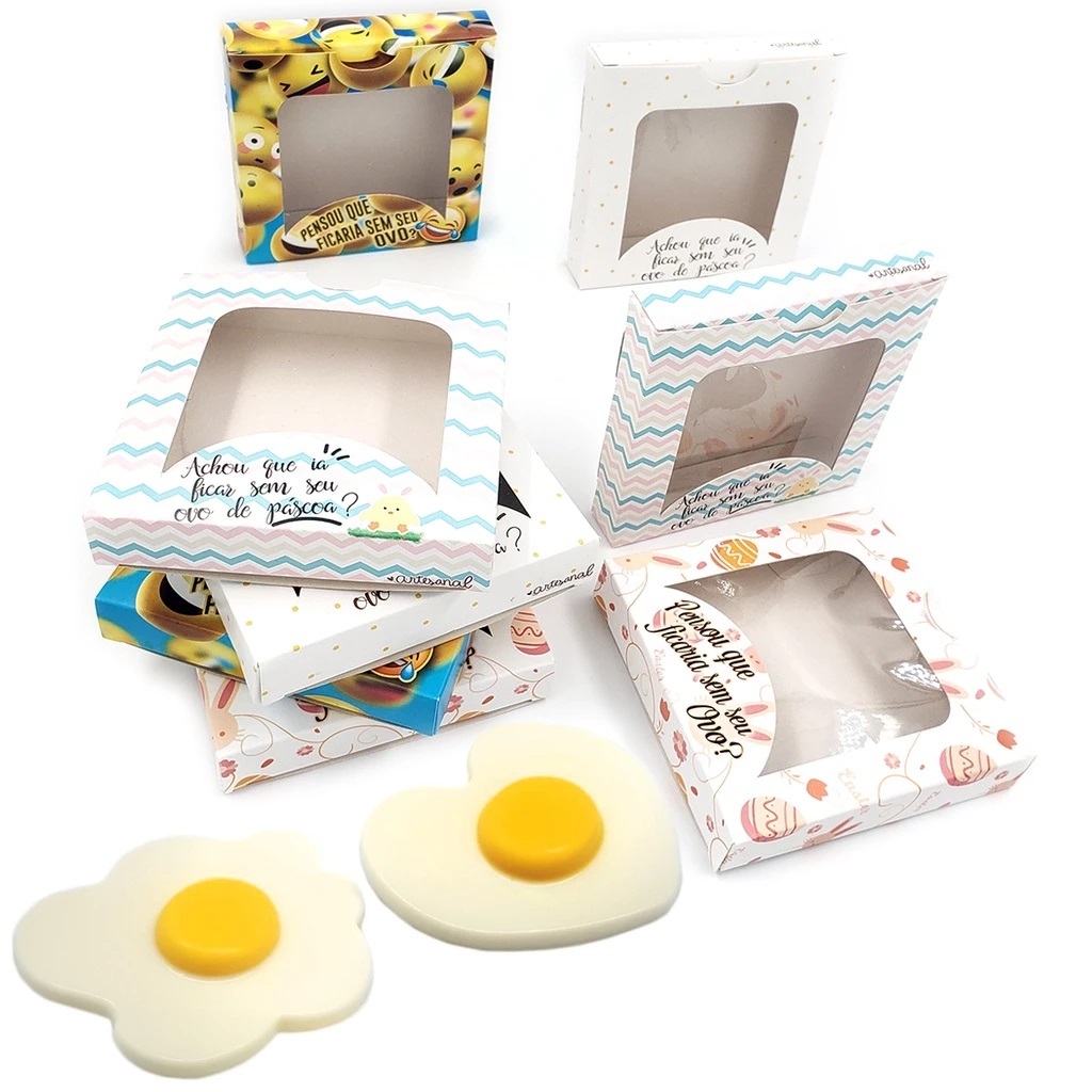 12 Caixas Lembrancinha para Ovo Frito de Chocolate - Páscoa
