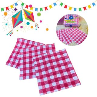 KIT 50 ~ 300 GUARDANAPOS XADREZ VERMELHO  FESTA JUNINA  (19,5X22,5 CM em Oferta na Shopee