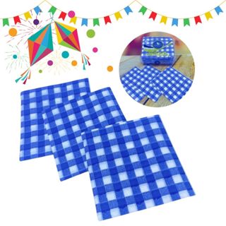 50~300 GUARDANAPO XADREZ AZUL ESCURO, FESTA JUNINA,19,5X22,5 em Oferta na Shopee