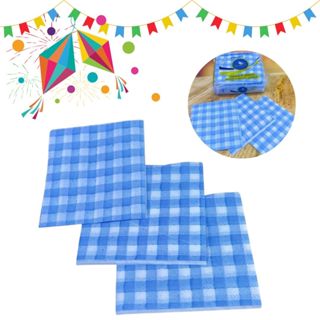50~300 GUARDANAPO XADREZ AZUL CLARO, FESTA JUNINA,19,5X22,5 em Oferta na Shopee