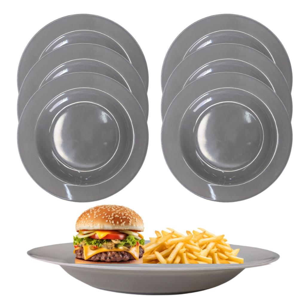 Kit 6 Pratos Fundo em Melamina Refeição 23cm Festa Buffet