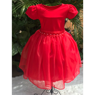 vestido infantil  vermelho rodado em Oferta na Shopee