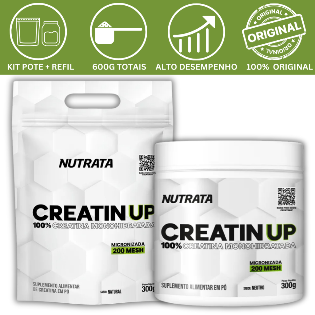 KIT CREATINA MONOHIDRATADA  (1 CREATINA UP  POTE 300G + 1 CREATINA UP REFIL …