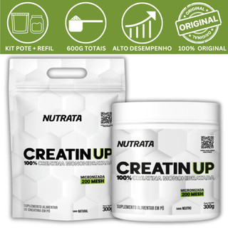 KIT CREATINA MONOHIDRATADA  (1 CREATINA UP  POTE 300G + 1 CREATINA UP REFIL 300G) - NUTRATA