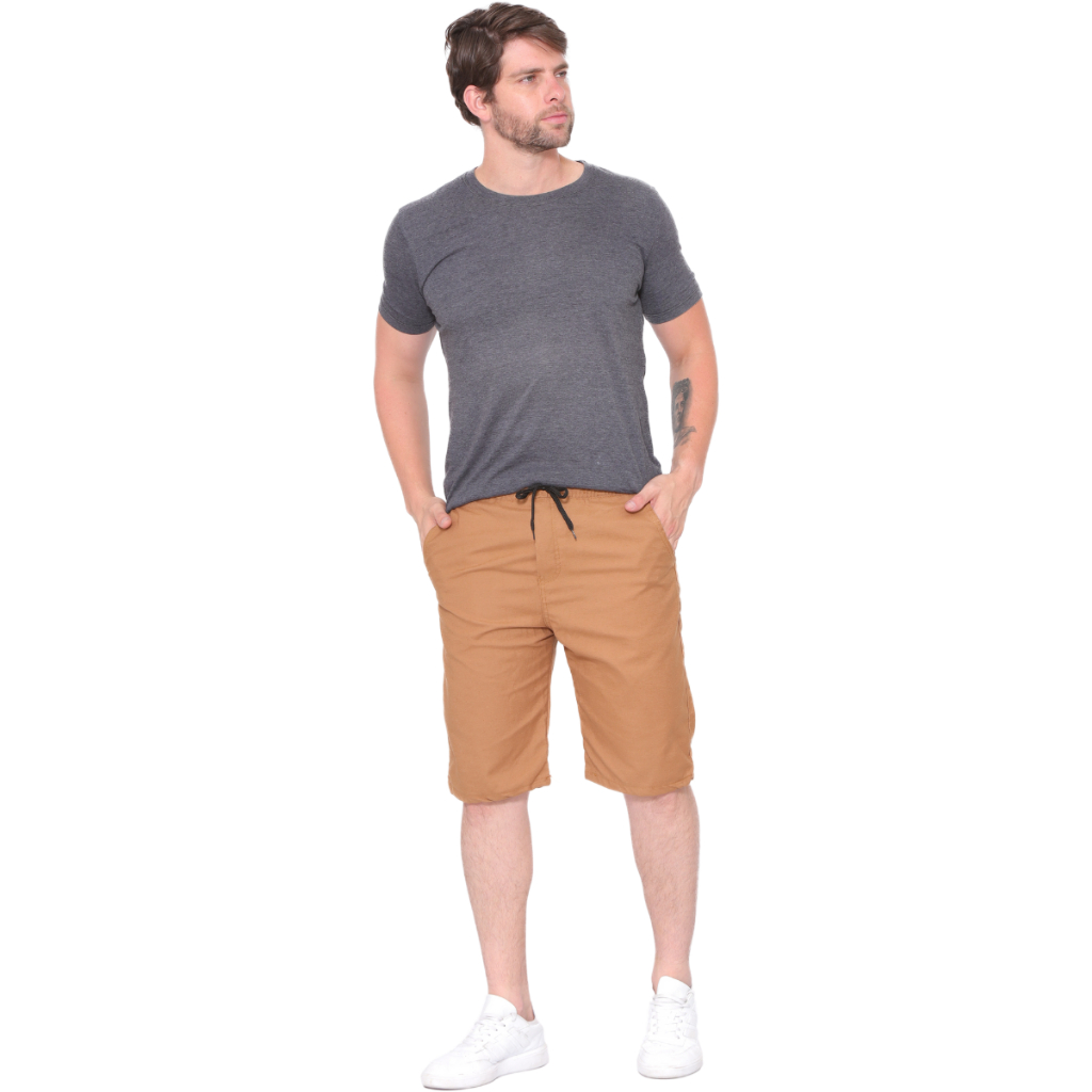 Bermuda Lisa Masculina Sarja Qualidade Premium com Elástico Casual Top