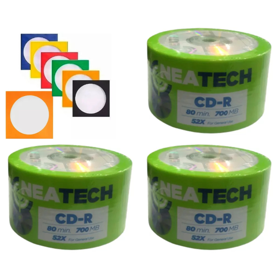 05 unidades de Mídia Virgem CD-R 52x 700mb 80min c/ envelopes - Neatech