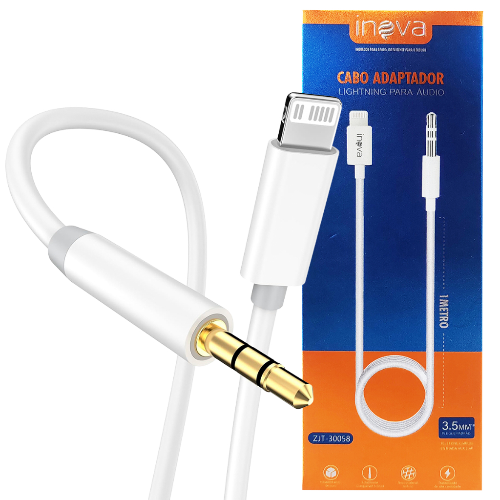 Cabo Adaptador P2 Auxiliar 3.5mm Lightning Compatível iPhone em Oferta na Shopee
