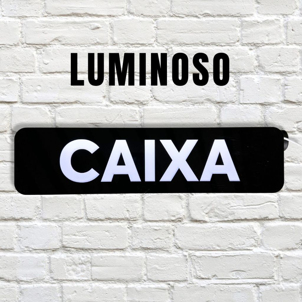 Painel Luminoso CAIXA de Acrílico Preto com LED 45cm Placa Iluminada Lojas, Escritórios Conveniência em Oferta na Shopee