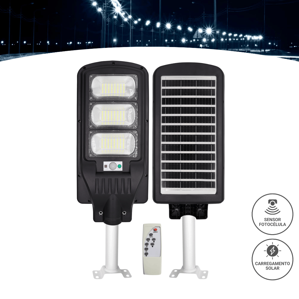 Solar Luminária Pública Poste Rua Led 150w Com Sensor Presença + Haste em Oferta na Shopee