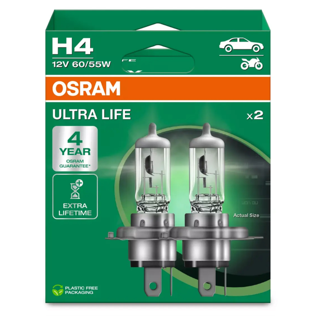 Par Lampada Osram H4 Ultra Life 3200K 12V 55/60W Garantia 4 Anos em Oferta na Shopee