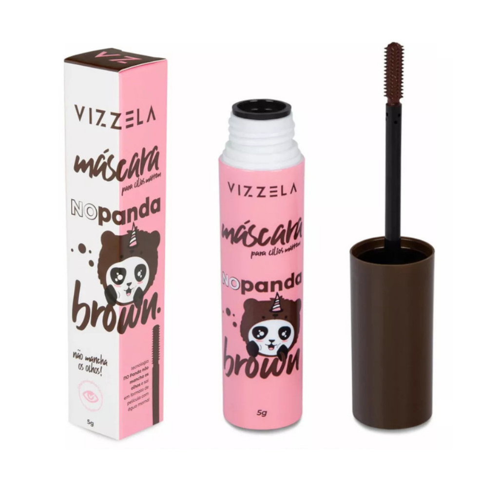 Máscara de Cílios Rímel Vizzela No Panda Marrom Brown 5g Vegano