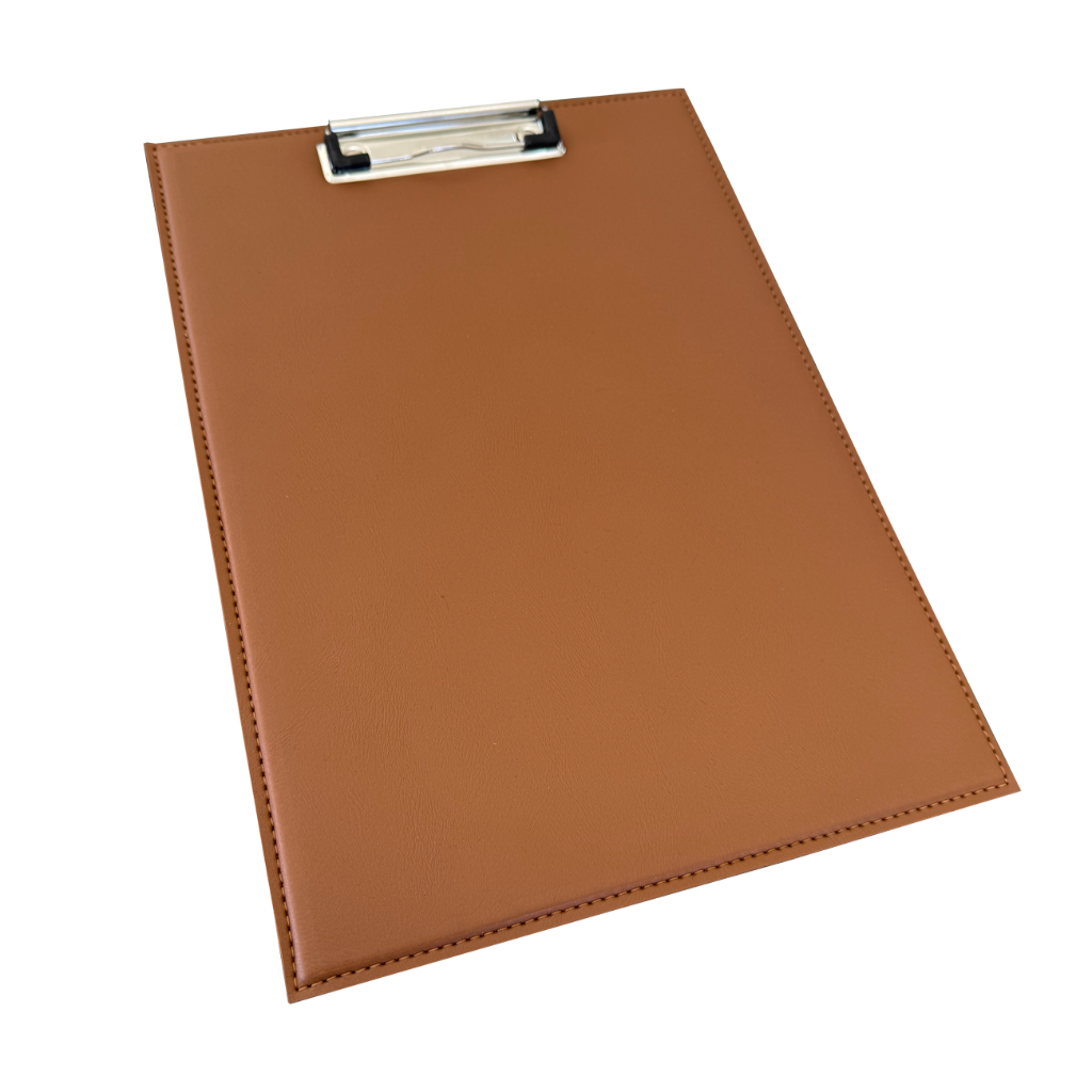 Prancheta para Escritório Tamanho A4 em Couro Ecológico Caramelo em Oferta na Shopee