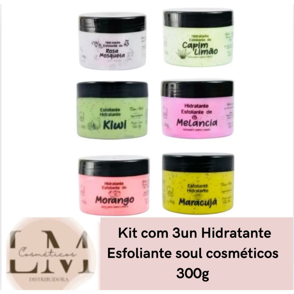 Kit com 3 unidades Hidratante Esfoliante Soul 300g