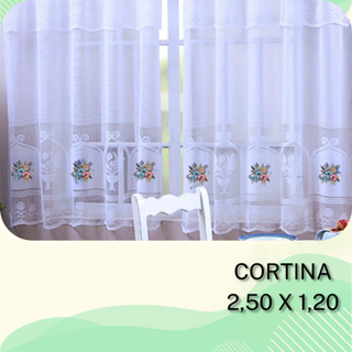Cortina de Renda Estampada 2,50m x 1,20m em Oferta na Shopee