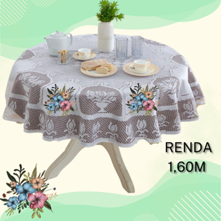 Toalha de Mesa Renda Redonda ESTAMPADA 1,60m em Oferta na Shopee