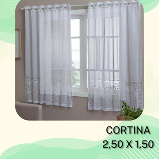 Cortina Renda Lisa Sala 2,50m x 1,50m em Oferta na Shopee