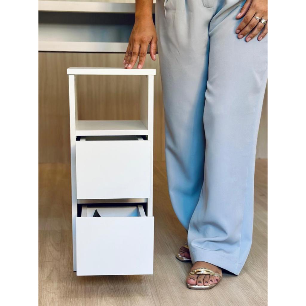 Mesa de cabeceira com 2 gavetas e nicho com puxador 30x60x30 em Oferta na Shopee