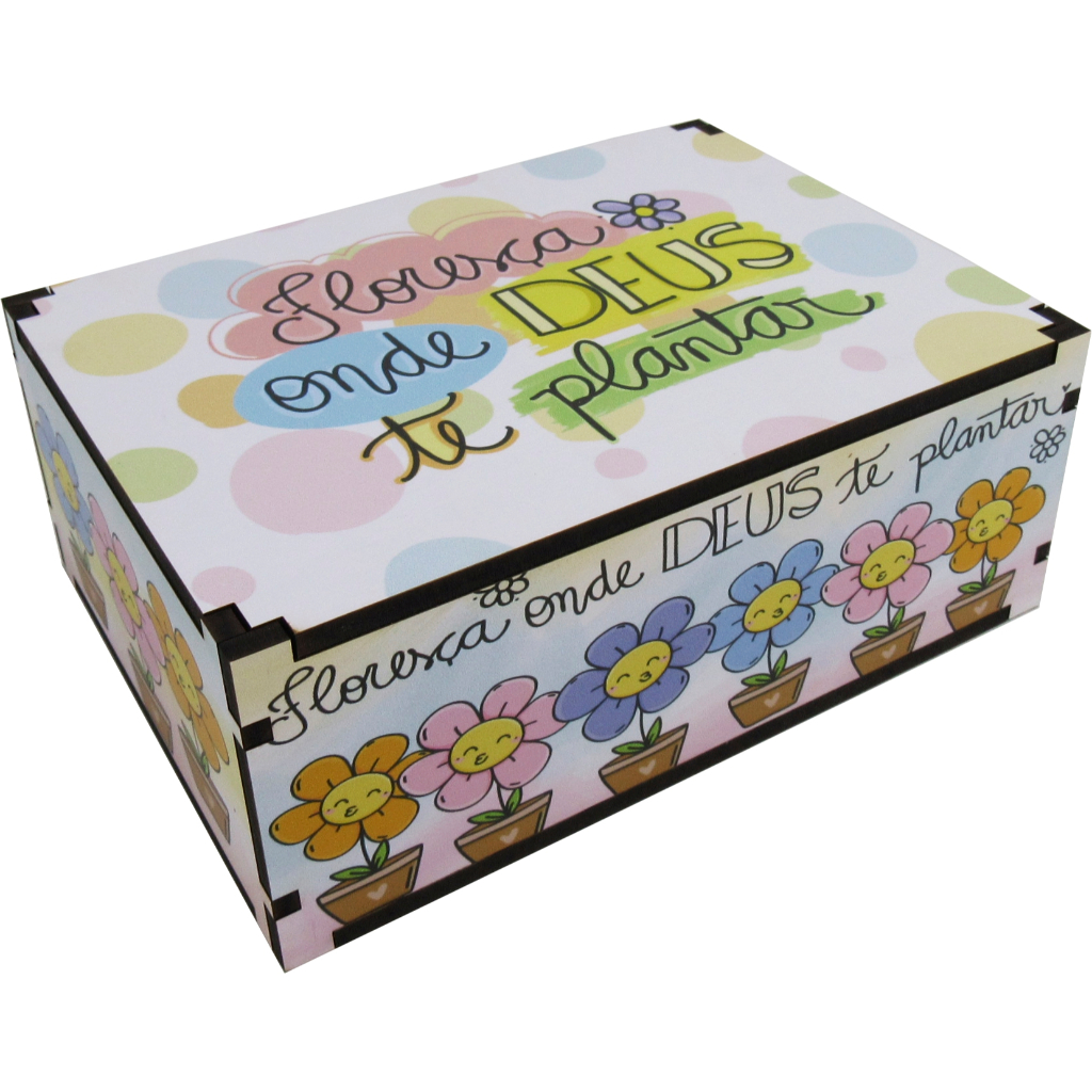 Caixa Presente Organizadora Decoração Floresça 23x17x9 Mdf em Oferta na Shopee