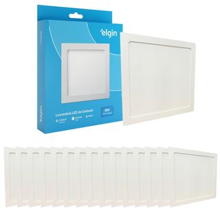 Kit 15 Painel Plafon Embutir Quadrado Led 18w Bivolt ELGIN