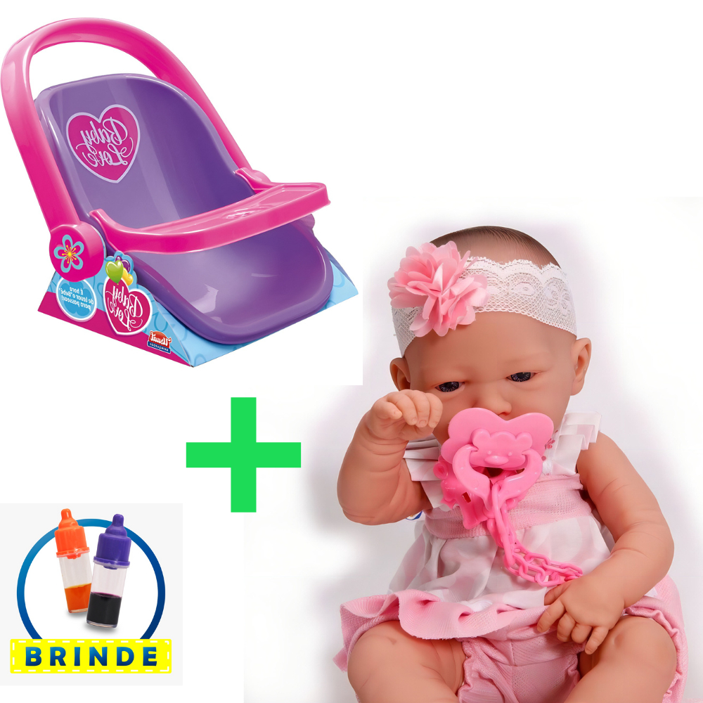 Boneca Bebê Baby Ninos Tipo Reborn Com Bebe Conforto