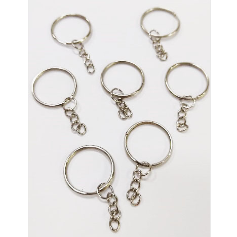50 Argola chaveiro 25mm com corrente cor prateado, confecção de chaveiros e artesanatos em geral em Oferta na Shopee