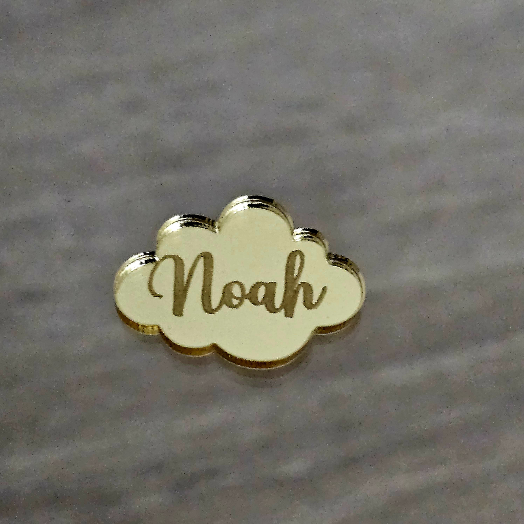 Detalhes do Etiqueta tag com Nome Aplique Acrílico (2,2cm) - NUVEM