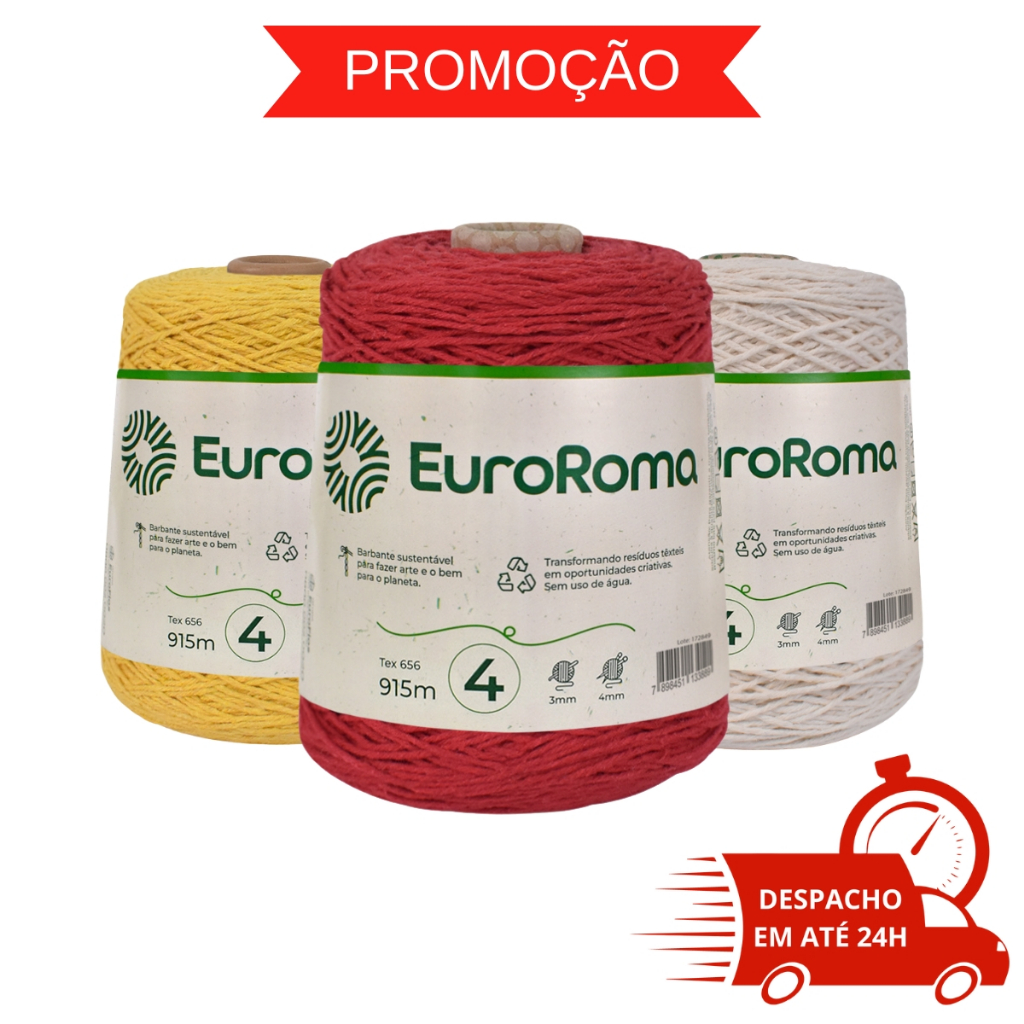 Barbante Euroroma número 4 fios - 915m - VÁRIAS CORES - PRONTA ENTREGA em Oferta na Shopee