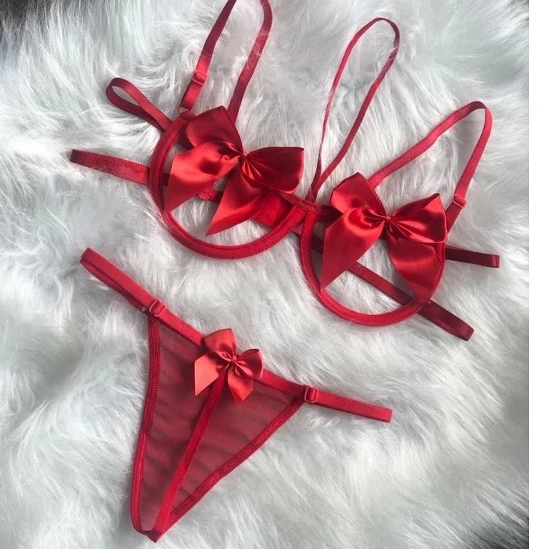 Conjunto Lingerie Aro Laço com Calcinha de Tule