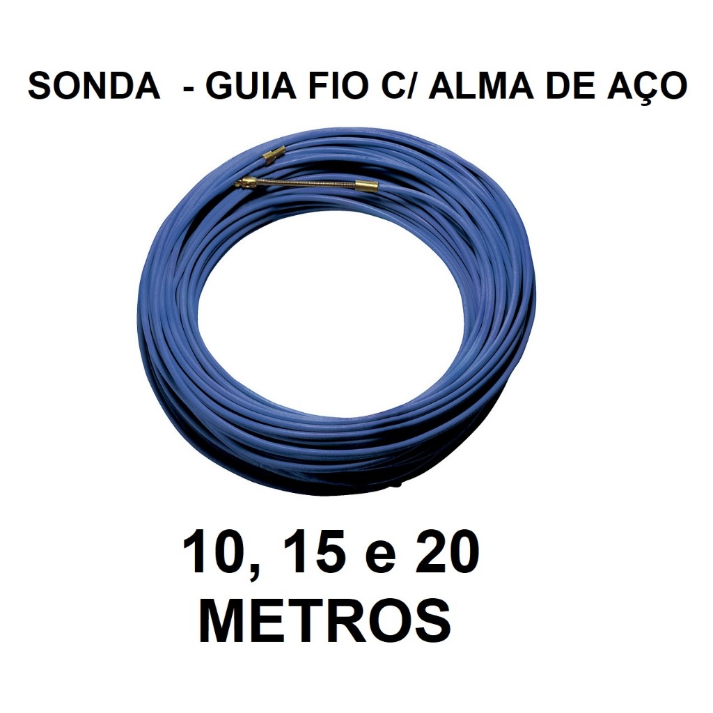 Passa Fio com Alma De Aço Revestido em PVC Azul Claro Guia Passa Fio Sonda Profissional Puxa Construção Obra Eletricista