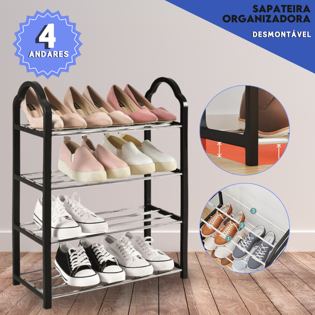 Sapateira Organizadora 4 Andares Multiuso e Prática - Organizador de Sapatos e Acessórios - Mazzal em Oferta na Shopee