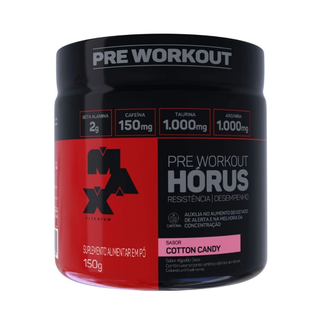 Pré Treino Max Titanium Hórus Sabor Cotton Candy Pote 150g