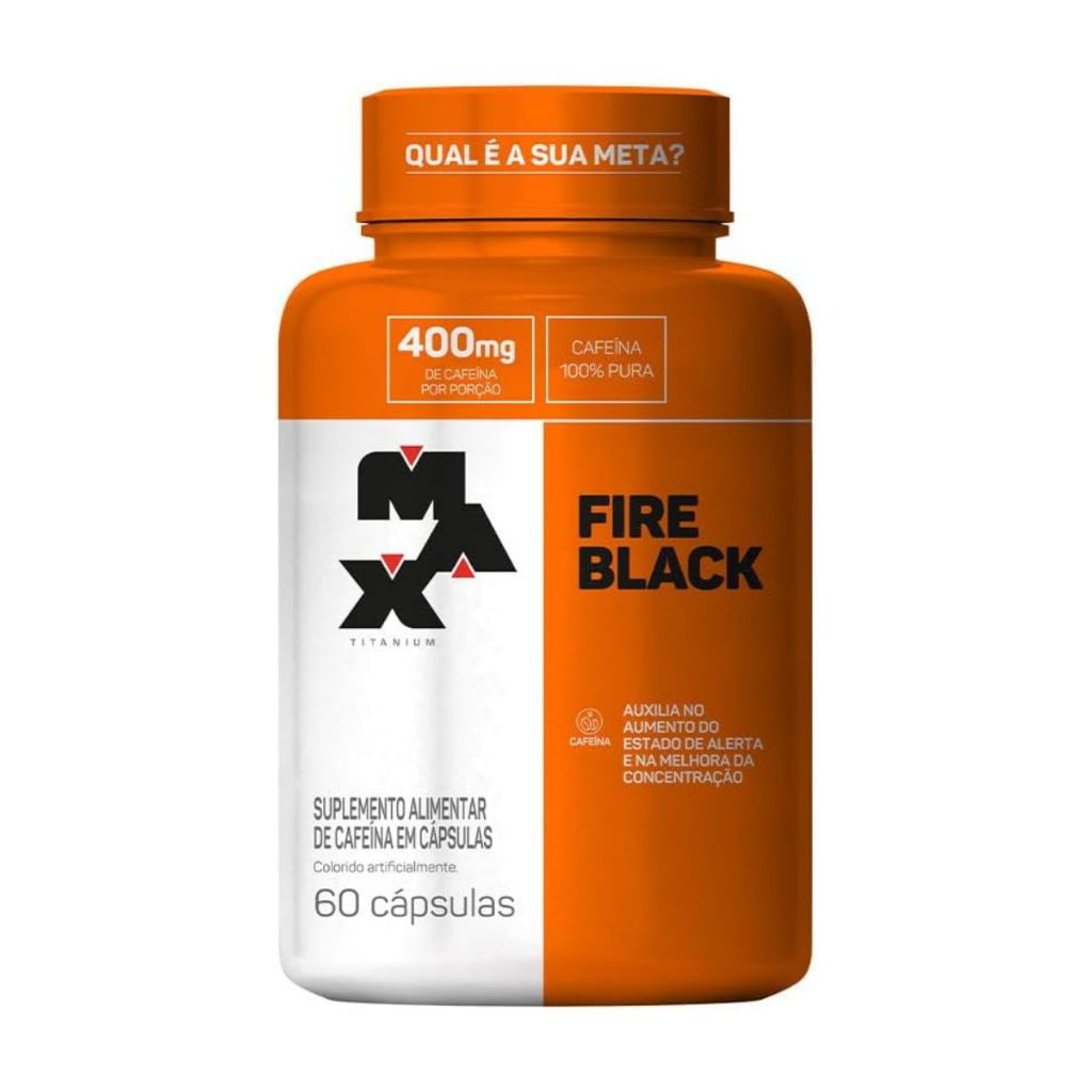 Fire Black Max Titanium Cafeína com 60 cápsulas em Oferta na Shopee