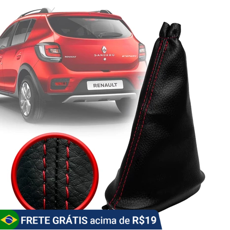 Coifa Base Alavanca Capa Cambio Esportiva Renault Sandero RS Stepway Logan Vermelha