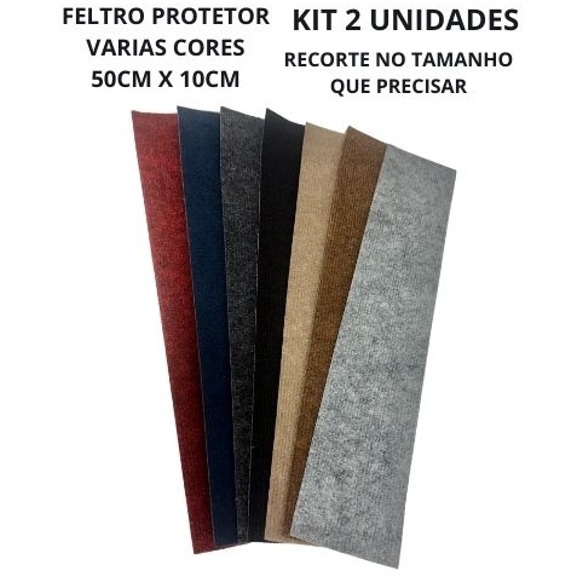 Kit 2 Feltros Adesivo Recortável Protetor Piso Pé Cadeira Pé Mesa Para Não Riscar Piso 50cm X 10cm em Oferta na Shopee