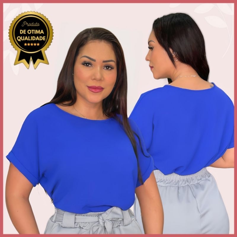 Blusa Feminina Manga Curta Botão Plus Size Dunas Soltinha Leve e Confortável Não Amassa Ótima Para o Dia a Dia em Oferta na Shopee
