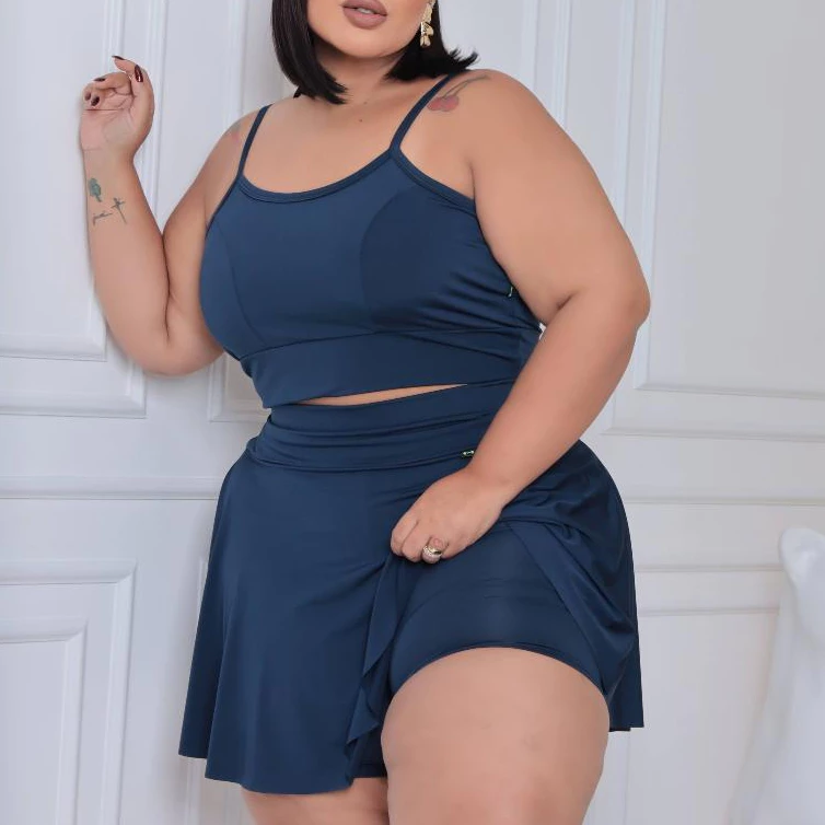 Conjunto short saia e top do slim ao plus size M ao G3 dança academia treino saia com short  ZUMBA