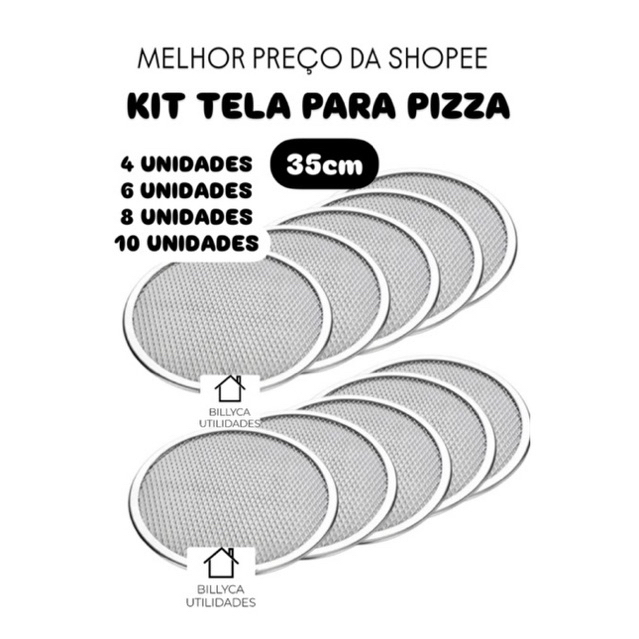 TELA PARA PIZZA 35CM COM 4,6,8 OU 10 UNIDADES ALUMINIO REFORÇADO FURADINHO TELA PARA PIZZA 35CM COM 4,6,8 OU 10 UNIDADES ALUMINIO REFORÇADO FURADINHO