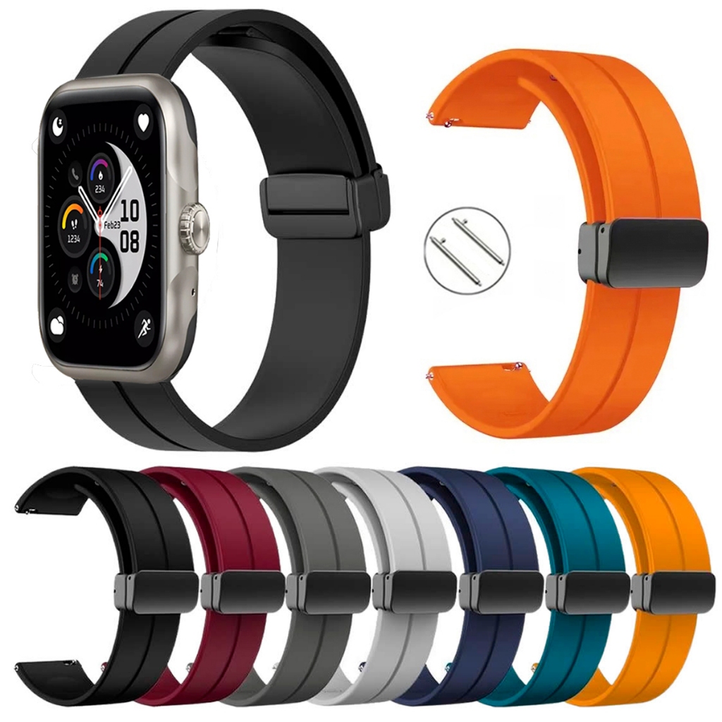 Pulseira 22mm Silicone Magnética para Smartwatch Wearzone Action de Engate Rapido Pronta entrega no Brasil