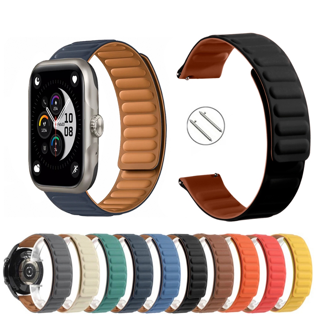 Pulseira 22mm Silicone Elos Imã Magnética para Smartwatch Wearzone Action de Engate Rapido