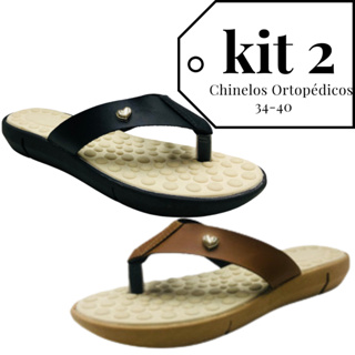 Kit 2 Chinelo Ortopédico Feminino Anatômico Csual Verão Sola Massageadora Esporão Leve Macio Confort em Oferta na Shopee