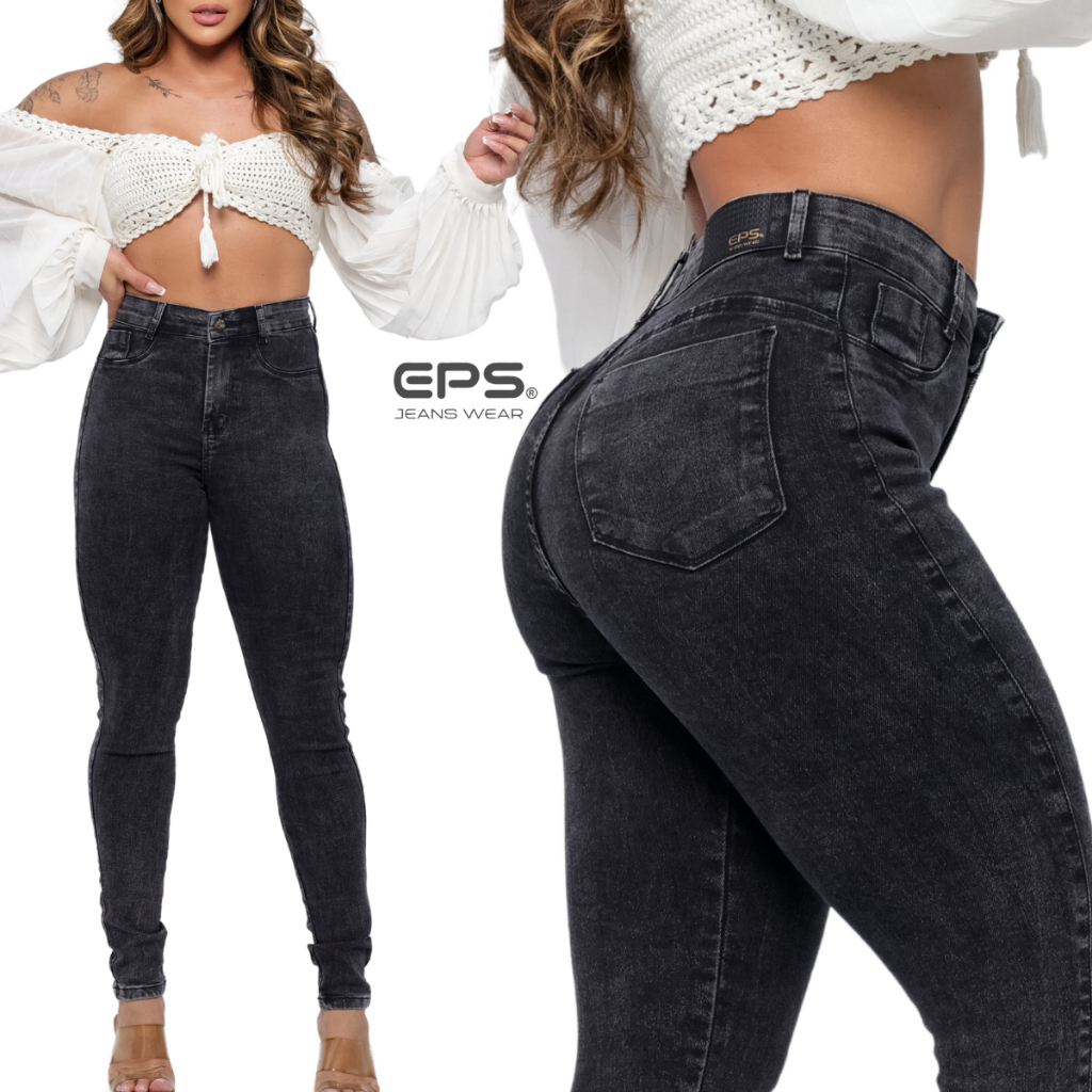 Calça Jeans Skinny Grafite Plus size Feminina  Premium Cintura alto Com Elastano Levanta Bumbum em Oferta na Shopee