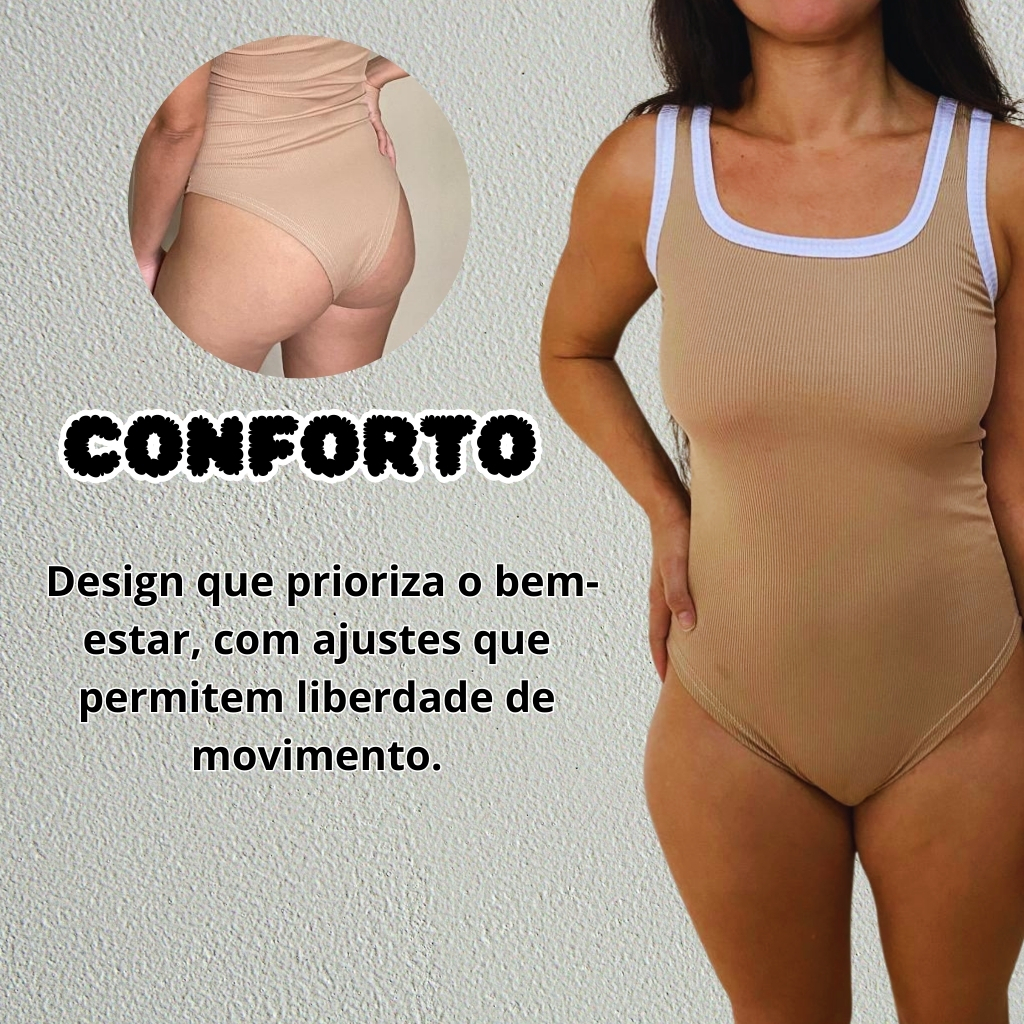 Detalhes do Kit 3 Body Canelado Prémium Regata Bicolor Gola Quadrada Alça Larga Moda Básica