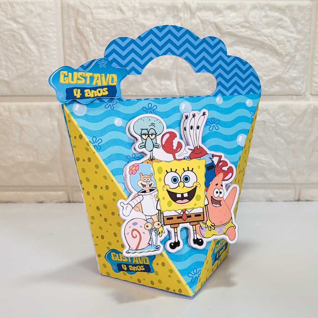 CAIXA CORAÇÃO BOB ESPONJA LEMBRANCINHA PERSONALIZADA/ANIVERSÁRIO/FESTA