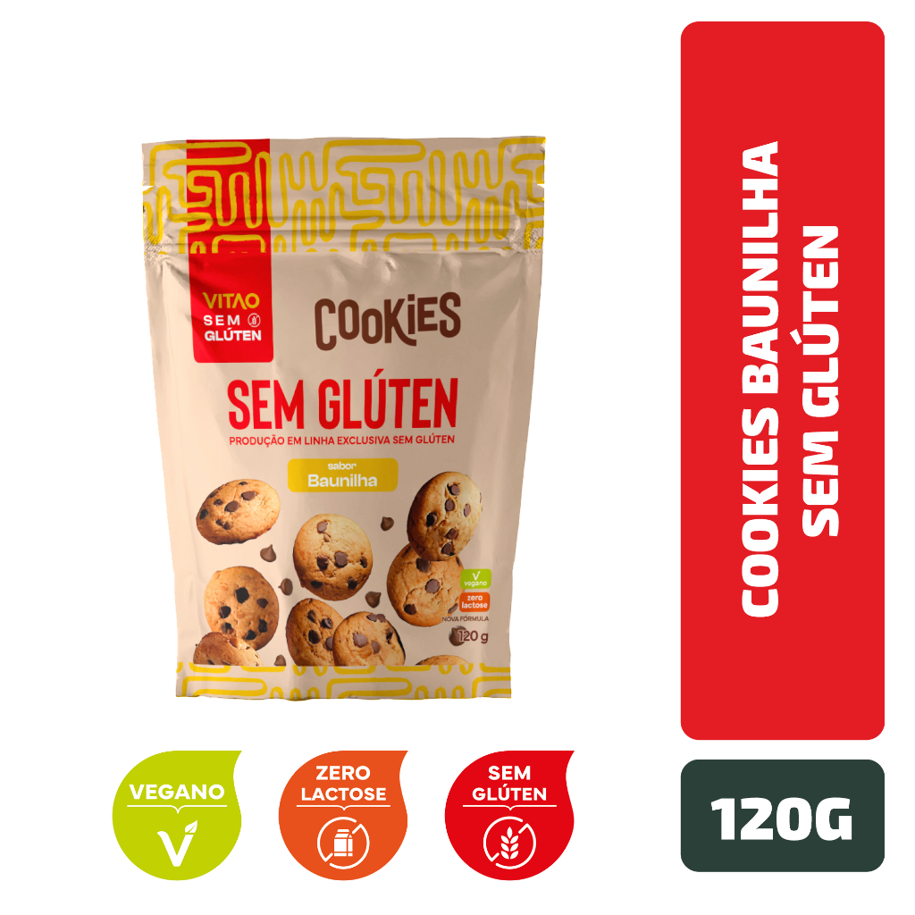 Cookies Baunilha Sem Glúten 120 g em Oferta na Shopee
